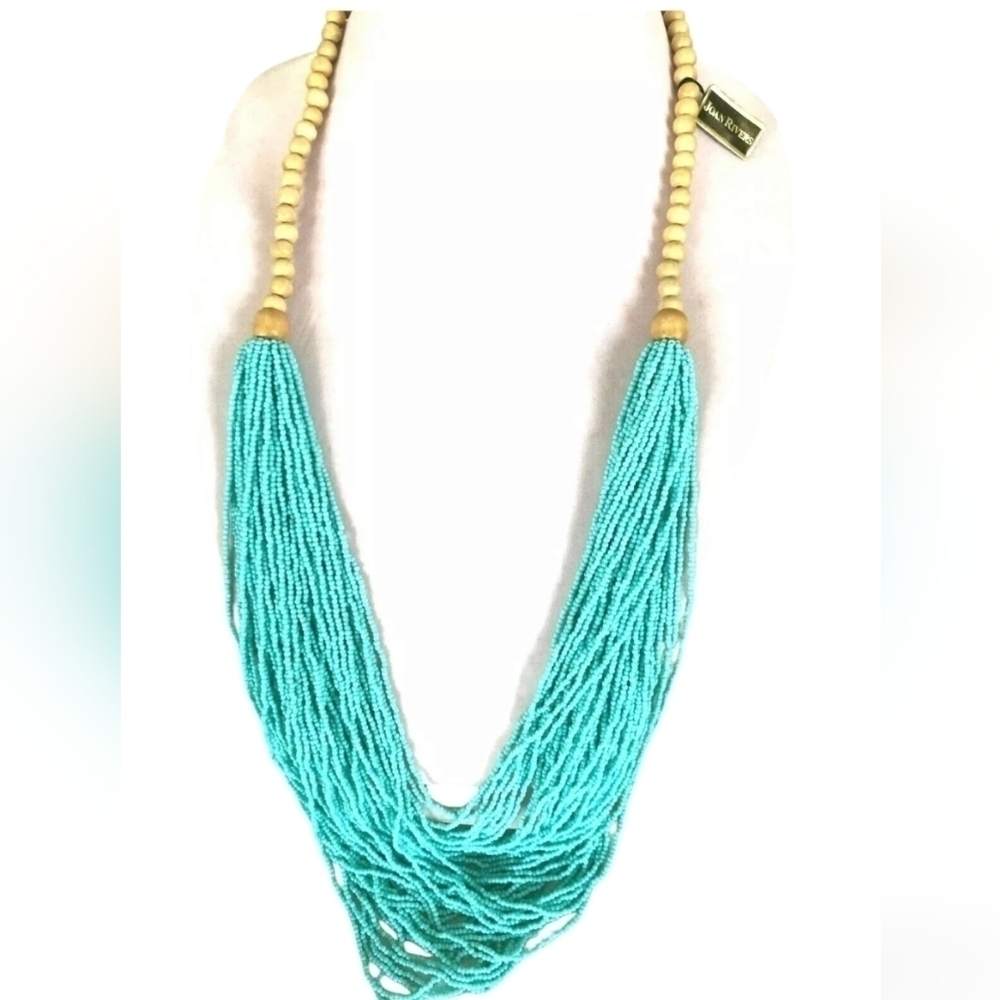 NIB Joan Rivers Classic Collection Seedbead and wood Layered 32" Necklace